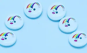 6 LITTLE LUXURY WOODEN RAINBOW BUTTONS, 15mm, BABY, CHILD, KIDS, CUTE, CRAFTS - Picture 1 of 3
