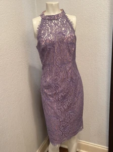 Eliza J Lavendar Lace Halter Midi Dress 10P - Picture 1 of 10