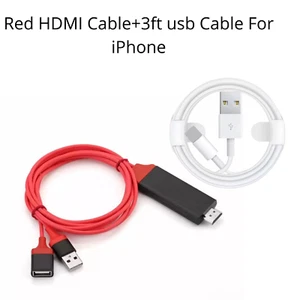 1080P HD HDMI Mirroring Cable Phone to TV HDTV Adapter For iPhone/ iPad/Android - Picture 1 of 18
