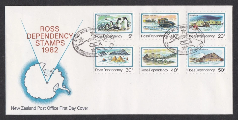 NEW ZEALAND ROSS DEPENIDENCY 1982 FDC 25th ANNIV SCOTT BASE OVERSIZED + CACHET - Image 1 of 1