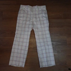 Vintage 70s 80s Haggar Gallery Plaid Golf Slacks Trousers Pants 36x28 Straight - Picture 1 of 12