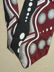 Louis Feraud USA Krawatte / Krawatte Seide schwarz weiß weinrot 56"x4"  - Bild 1 von 6