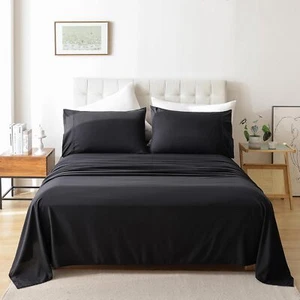 Twin Sheet Set - Soft Cooling 3pc, Deep Pocket, Black - Picture 1 of 6