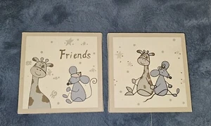 2 Kinderzimmer Bilder, SET, Maus, Giraffe, Dekor, Wanddeko, Bilderset - Bild 1 von 2
