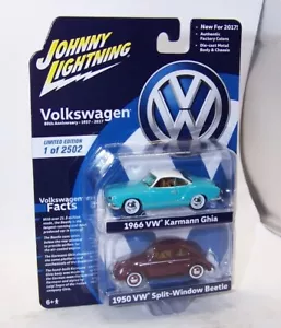 1:64 JOHNNY LIGHTNING VW VOLKSWAGEN 80TH 2 PACK 1966 KARMANN GHIA 1950 BEETLE - Bild 1 von 3
