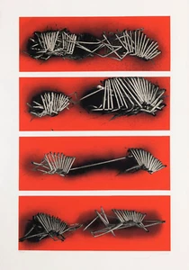 EMILIO SCANAVINO - Tramature su fondo rosso, 1980 - Edizione a tiratura limitata - Foto 1 di 6