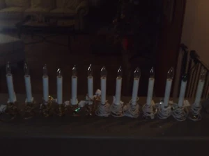 SET OF 13 CHRISTMAS CANDLES ELECTRIC WITH BRASS BASES WORKING VERY LIGHTLY USED - Picture 1 of 5