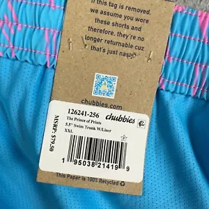 Chubbies The Prince Of Prints Swim Trunks Mens 2XL Blue Pink Palm Tree Lined NEW - Picture 1 of 12