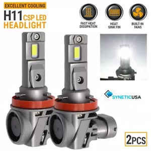 SYNETICUSA H11 x 2pcs CSP-LED Bulbs Headlights Kit Low Beam Error Free 6000K - Picture 1 of 10