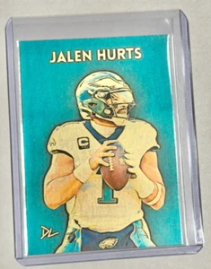 Jalen Hurts Gold Plated Artist Signed "Philadelphia Eagles" Trading Card 1/1 - Picture 1 of 2
