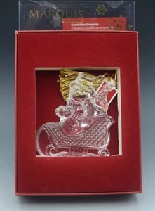 WATERFORD MARQUIS CRYSTAL 2014 SNOWMAN ORNAMENT SNOWMAN IN SLEIGH 3.5" - Picture 1 of 3