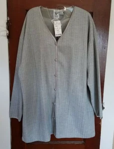 NWT MAGGIE LAWRENCE Women's L Silver Gray Long Sleeve Poly Rayon Button Sweater - Picture 1 of 5