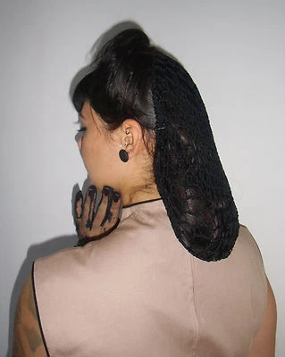 Vintage Retro Crochet Black Crochet Snood Pinup Hair Net Hairstyle 40/50's - Image 1 of 3