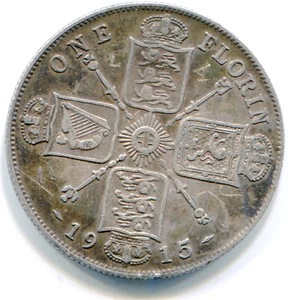 UK Florin 1915 KM-817 lotapr9456 - Picture 1 of 2