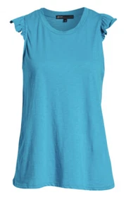 Gibson x Hi Sugarplum! Camiseta sin mangas Bonita azul con volantes talla grande 2360 - Imagen 1 de 11