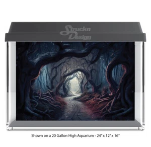 Dark Haunted Forest Path Polyester Fish Tank Glass Backdrop Aquarium Background - Picture 1 of 1