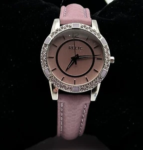 Relic Uhr silberfarben Kristall rosa mauve neue Batterie 5 - 7,5" - Bild 1 von 10