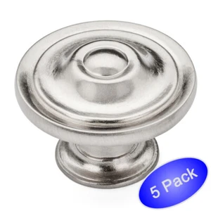 *5 Pack* Cosmas Cabinet Hardware Satin Nickel Round Cabinet Knobs #6821SN - Imagen 1 de 1