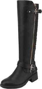 Women'S Knee High Boots Wide Calf Low Heel Riding Boots Fall Tall Boots for Wome - Picture 1 of 7