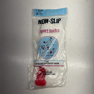 Calcetines botín vintage rojos pompón talla 8-11 mezcla de algodón y nailon NOS EE. UU. 60s 70s Foto 1 de 4