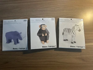(3) Monkey/Rhino/Zebra Recollections Paper Animal Sculpture Craft Kit New Sealed - Picture 1 of 7
