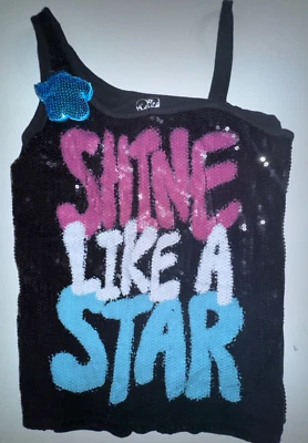 Girls Size 18 Justice ~ Full Sequin Front ~ Sparkly "Shine Like a Star" CUTE! - Image 1 of 2