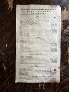 1934 Franktown Nassawadox programma di intrattenimento scuola superiore nomi studenti - Foto 1 di 3