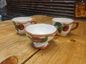 Fransiscan Apple Mugs Made In USA Set Of 2 And Pedestal Bowl - Picture 1 of 5