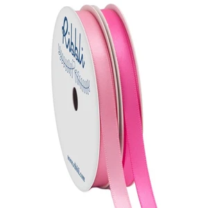 Ribbli 2 Rollen Satin Rosa Hot Pink Basteln Band, Insgesamt 20 Yards, - Bild 1 von 2