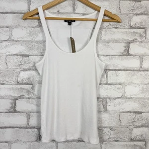 J.CREW NWT Women's Fine Rib White Racerback Tank Top MEDIUM CA388 - Picture 1 of 6