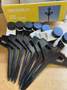7-Lawn Sprinkler Spike, 1/2” Zinc Flow Thru WITH WIDE STEPPER BASE, Black - Picture 1 of 4