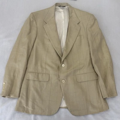 Blazer Southwick Neiman Marcus Hombre 42T Cuadros Beige Abrigo Bolsillos 2 Botones Foto 1 de 4