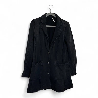 Chaqueta Free People Effortless Tejida Lavada Negra Botón Frontal Talla Mediana Foto 1 de 4
