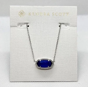 Kendra Scott Elisa kurze Halskette mit Anhänger - Silber Kobalt Katzenauge - Bild 1 von 3