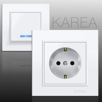 Schuko Steckdose, Steckdosen, Wechselschalter, Dimmer, Lichtschalter KAREA - Bild 1 von 2