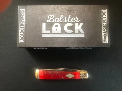 Rough Ryder Bolster Lock Trapper Pocket Knife RR1960 Red Sawcut Bone - Image 1 of 4