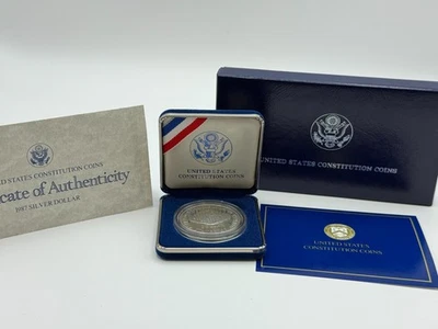 1987-P Silver Dollar U.S. Constitution Commemorative Coin w/ Box & COA - Image 1 of 4