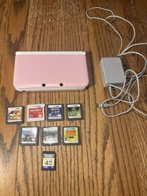 Nintendo 3DS XL Pink White Handheld Console 7 Games + Bundle Tested USA Version
