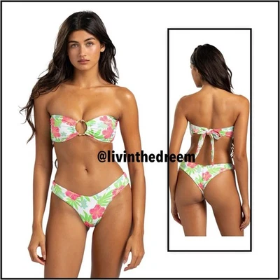 Beach Bunny Bethany Bandeau XL y Bethany Tango Parte Inferior L Rosa Selva Floral $218 Foto 1 de 4