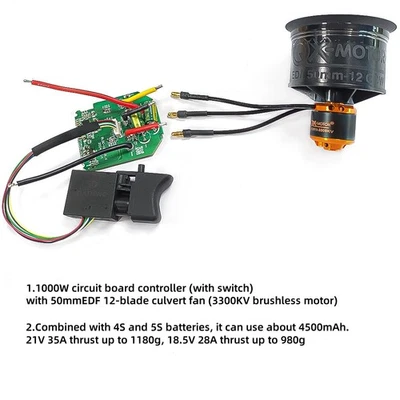 Duct Fan 12 Blades 50mm EDF Duct Fan Unit for RC Airplane 3300/4000/5000KV - Image 1 of 4
