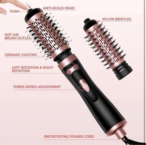 Rotating Hair Dryer Hot Brush Powerful Air Flow Straightening Curl Fast Drying - Picture 1 of 20