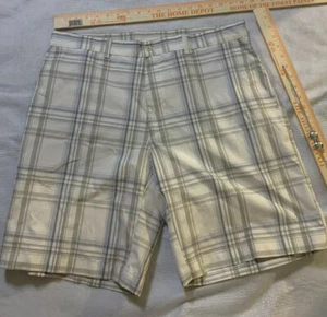 Mens PGA Tour Golf Shorts Size 36 Grey White Plaid - Picture 1 of 7