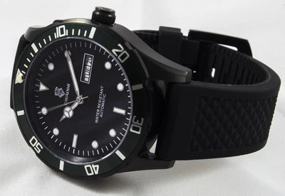 Automatikuhr Herrenuhr Cavadini Tag-Datum Edelstahl schwarz Taucher CV-1604KL - Bild 1 von 2