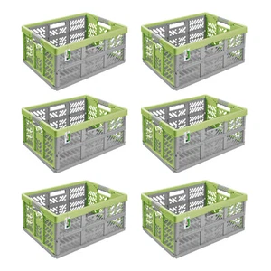 6x Klappbox PAFEN Kunststoff Box Klappkiste Einkaufskorb Faltbox 45L Grün - Bild 1 von 7