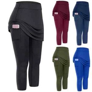 2025Women Athletic Training Tennis Skirts Leggings Sport Golf Skorts with pocket - Picture 1 of 23