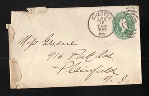 Chester, Pennsylvania--Cubierta de cancelación dúplex de 1895--Sello trasero Philadelphia Transit - Imagen 1 de 2