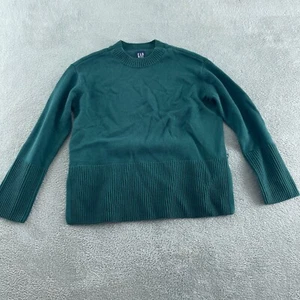 Gap Green Cotton Knit Sweater Womens S Crewneck Long Sleeve Ribbed Hem NWT 2774 - Picture 1 of 8