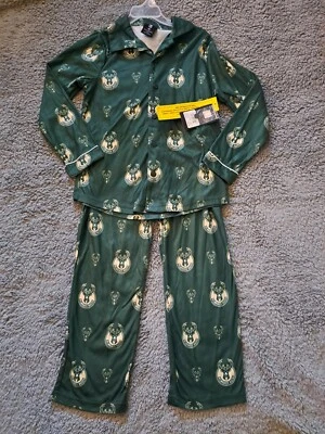 Milwaukee Bucks Pajamas Set Sz 8 Youth Small PJs NBA Basketball Shirt & Pants - Image 1 of 4