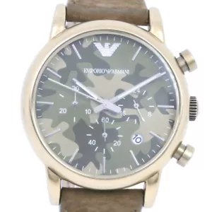 ARMANI AR-1818 Watches camouflage camouflageDial Stainless Steel/leather Q... - Picture 1 of 8