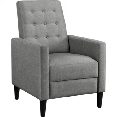 Fabric Recliner Mid-Century Single Reclining Chair Adjustable Back & Footrest - Image 1 of 4